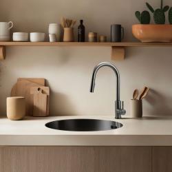 Pure.Sink Rondo Gun metal Rund Diskbänk för planmontering, undermontering och övermontering 38 cm PRN38-61
