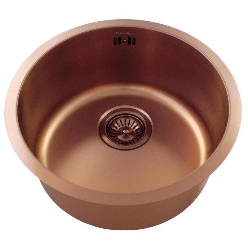 Pure.Sink Rondo Koppar Rund Diskho för planmontering, undermontering och övermontering 38 cm PRN38-62