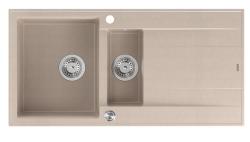 Quadri Luton beige granit påbyggnad 1,5 diskho med avrinningsyta omvändbar 100x50cm med RVS plugg 1208971794