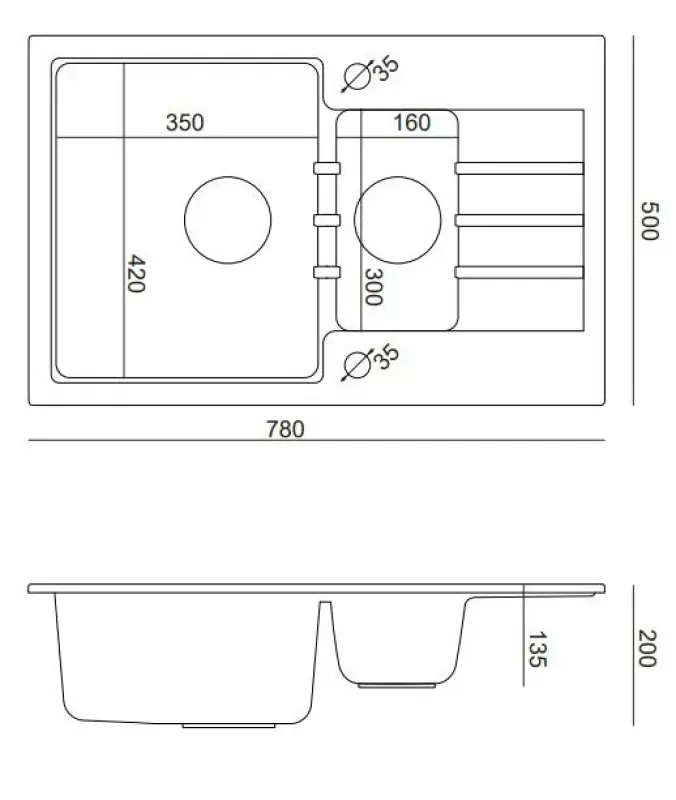Quadri Cardigan Pearl Beige 1,5 granit inbyggnad diskho med avrinningsyta omvändbar 78x50cm 1208971815
