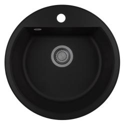 GraniteMy Bremen rund granit diskbänk 43 cm svart, överskåp och underskåp, med kranhålsbänk och automatisk gun metal plugg 1208971844