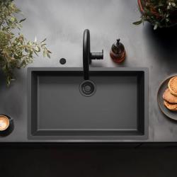 Ausmann Fiber svart stor diskbänk 70x40cm underbyggnad, överbyggnad och planbyggnad med automatisk svart plugg 1208971862