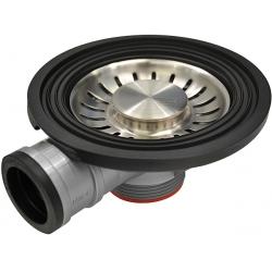 Franke Avloppspropp Turbo, Hål för överflöde, Rostfritt stål diskbänk, Franke logo, Lång skruv 25 mm 112.0264.987