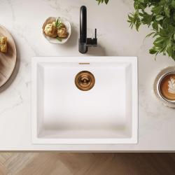 Ausmann Fibre vit diskho 50x40cm underbyggnad, överbyggnad och planmontering med automatisk kopparpropp 1208971900