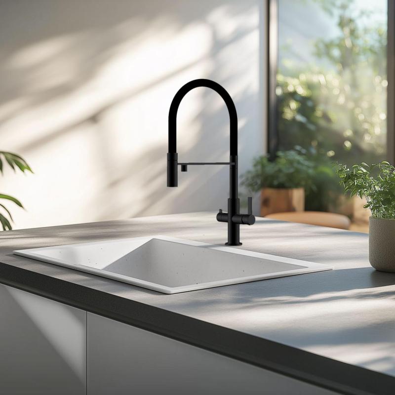 Ausmann Fiber vit diskbänk 50x40cm underbyggnad, överbyggnad och plan inbyggnad med automatisk vit plugg 1208971903