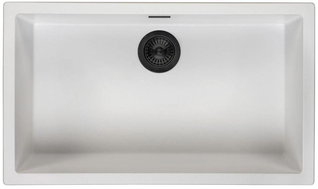 Ausmann Fiber vit stor diskho 70x40cm undermontering, övermontering och plan inbyggnad med automatisk svart plugg 1208971905