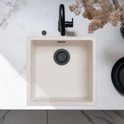 Ausmann Fiber sand vit diskho 40x40cm underbyggnad, överbyggnad och plan inbyggnad med automatisk svart plugg 1208971926