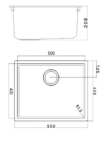 Ausmann Fiber sand vit diskbänk 50x40cm underbyggnad, överbyggnad och plan inbyggnad med automatisk svart plugg 1208971931
