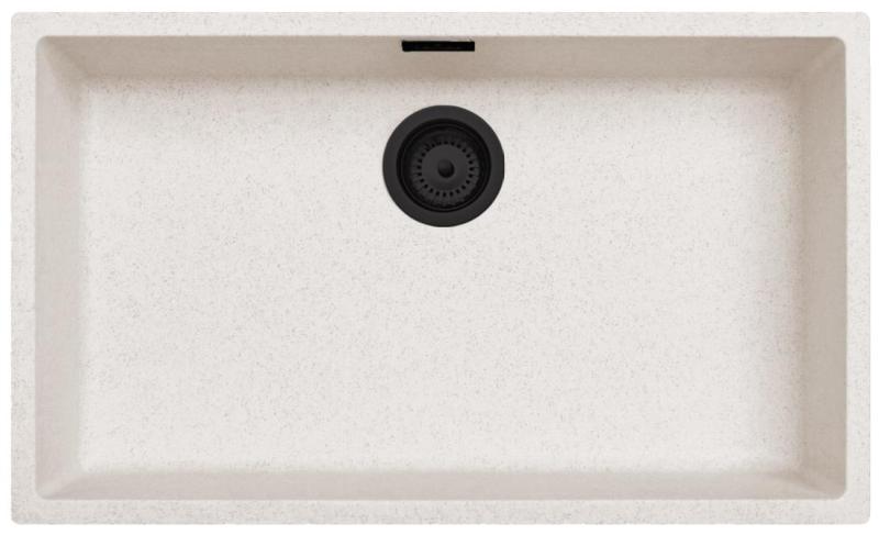 Ausmann Fiber sand vit stor diskbänk 70x40cm underbyggnad, överbyggnad och plan inbyggnad med automatisk svart plugg 1208971936