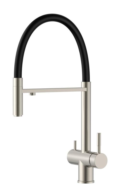 Pure.Sink Elite Steel Flex 3-vägs rostfritt stål kökskran med flexibel utlopp och filtrerat vatten PS8110-02