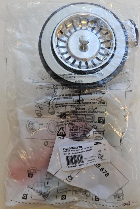 Franke rostfritt stål avloppssats Sirius, 1 behållare, 1 mittöverflöde 112.0669.678