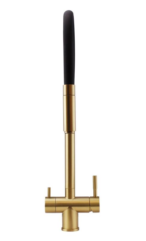 Pure.Sink Elite Steel Flex 3-vägs PVD borstad guld kökskran med flexibel utlopp och filtrerat vatten PS8110-60