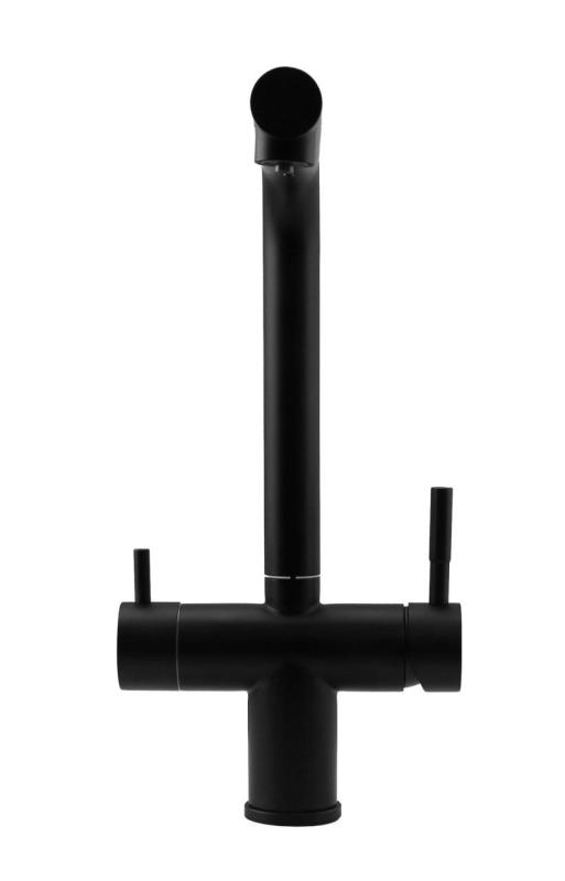 Pure.Sink Elite Steel Clear-S Matt svart 3-vägs Kökskran med Uttagbar Utlopp och Filtrerat Vatten PS8120-10