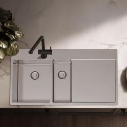 Pure.Sink Exclusivo Rostfritt stål 1,5  diskho med avrinningsdel 100x52 cm Kranvingen vänster PEX3418100LT-02