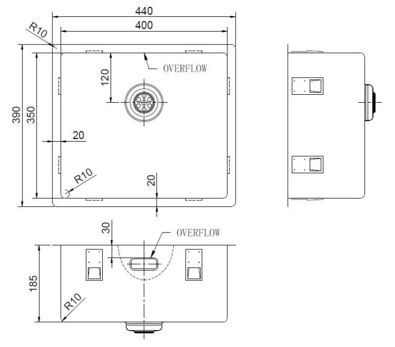 Pure.Sink Exclusivo Special 35 cm lång rostfri diskho 40 x 35 cm 10 mm radie PEX4035-02