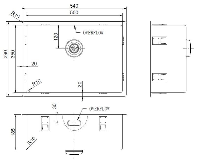 Pure.Sink Exclusivo Special 35 cm lång rostfri diskho 50 x 35 cm 10 mm radie PEX5035-02