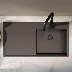 Pure.Sink Exclusivo Gun metal diskho med avrinningsdel 100x52 cm Kranvinge höger PEX47100RT-61