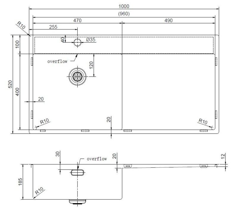 Pure.Sink Exclusivo Guldfärgat diskho med avrinningsdel 100x52 cm Kranvingen vänster PEX47100LT-60