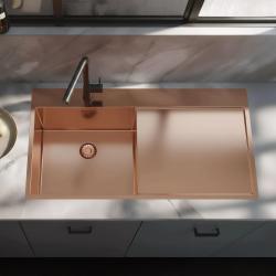 Pure.Sink Exclusivo Koppar diskho med avrinningsdel 100x52 cm Kranvinge vänster PEX47100LT-62