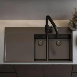 Pure.Sink Exclusivo Gun metal 1,5  diskho med avrinningsdel 100x52 cm Kranvinge höger PEX3418100RT-61