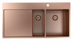 Pure.Sink Exclusivo Koppar 1,5  diskho med avrinningsdel 100x52 cm Kranvinge höger PEX3418100RT-62