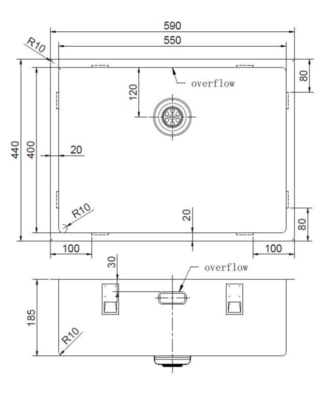 Pure.Sink Exclusivo Koppar diskho 55x40 cm 10 mm radie underbyggnad, planbyggnad och påbyggnad PEX5540-62