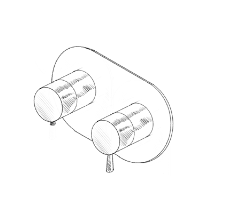 MURO TUA Inbyggd duschtermostatblandare med 2 utgångar, krom M1.B32T.S.CR