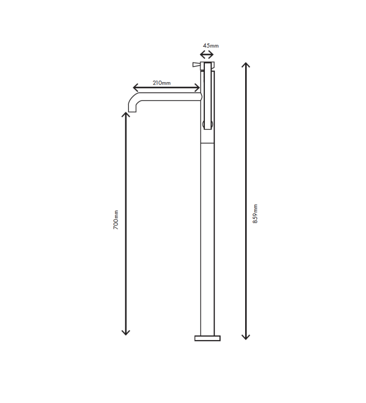MURO TUA Fristående badkran med handdusch, krom M1.CA1.CR