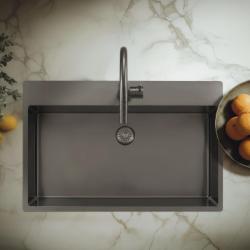 Pure.Sink Exclusivo Gun metal Stor diskho 75x40 cm Kranvinge med kranhål PEX7540T-61