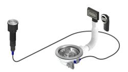 Pure.Sink Universal Rostfritt avloppsset inklusive tryckknappsavlopp med plugg, plus rektangulärt och runt överflöde WSTAUT-02