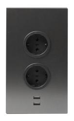 Indux Corner Energisäule med 2 uttag, jordad och 2 x USB-laddare Gun metal 1208972299