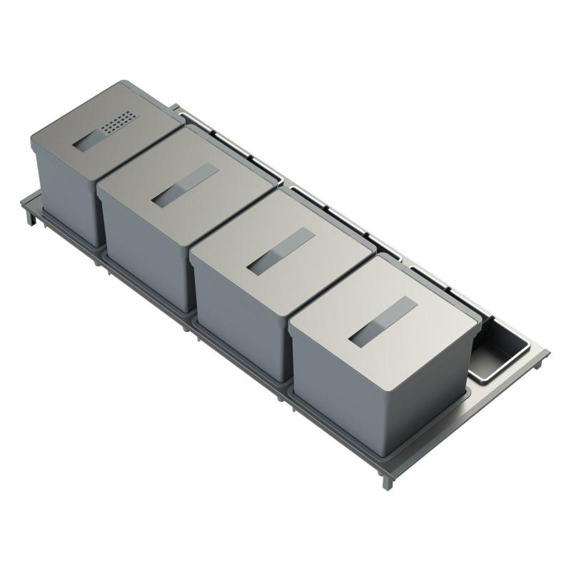 Indux Sort Avfallssystem 4-faldigt Handbetjening för utdragslådor 1208972321