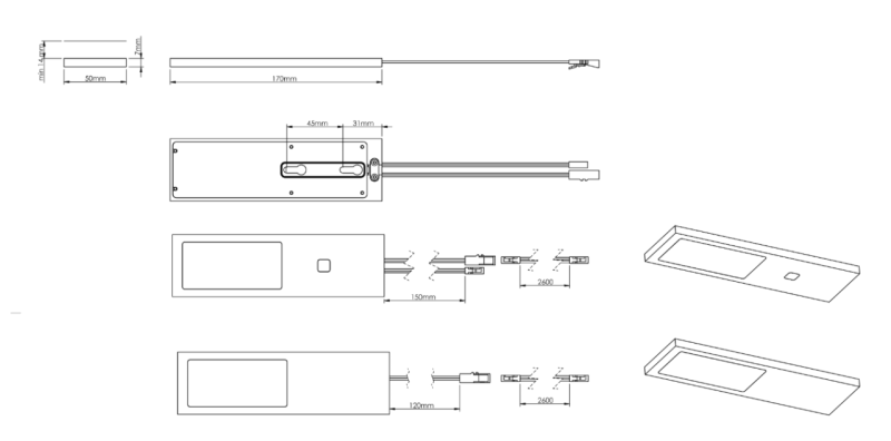 Indux Lino Kök Bygg LED-set 3 spotlights 4W med integrerad touch-dim-brytare svart 1208972391
