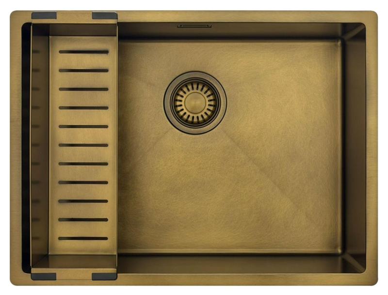Pure.Sink Luxion PVD Antique Bronze sink 55x40 cm undermount, flush mount, and top mount with bottom rack PLX5540-64