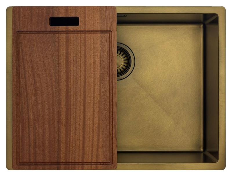 Pure.Sink Luxion PVD Antique Bronze sink 55x40 cm undermount, flush mount, and top mount with bottom rack PLX5540-64