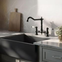 Aquanello Heritage Manor Klassisk köksblandare i nostalgisk stil, svart med vit handtag BL-0010-HM