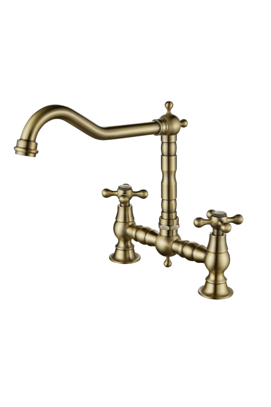 Aquanello Heritage Ascot Klassisk köksblandare i nostalgisk bro-stil, brons med korshandtag BN-0011-HM