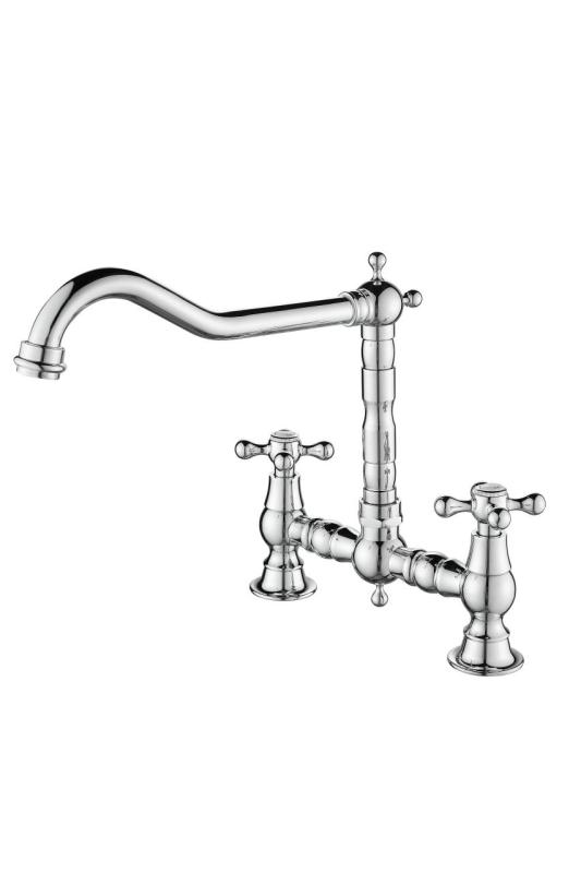 Aquanello Heritage Ascot Klassisk köksblandare i nostalgisk brodesign, krom med korshandtag CR-0011-HM