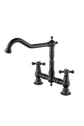 Aquanello Heritage Ascot Klassisk köksblandare i nostalgisk stil, svart med korshandtag BL-0011-HM