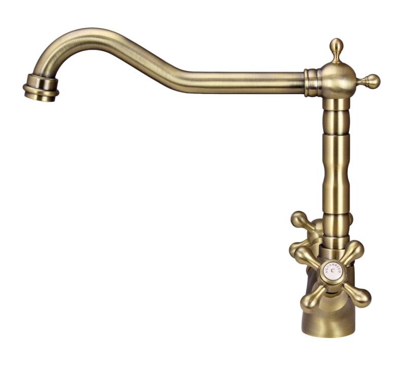 Aquanello Heritage Ascot Klassisk kök Nostalgisk kökskran Brons med vinklad utlopp BN-4002-HA