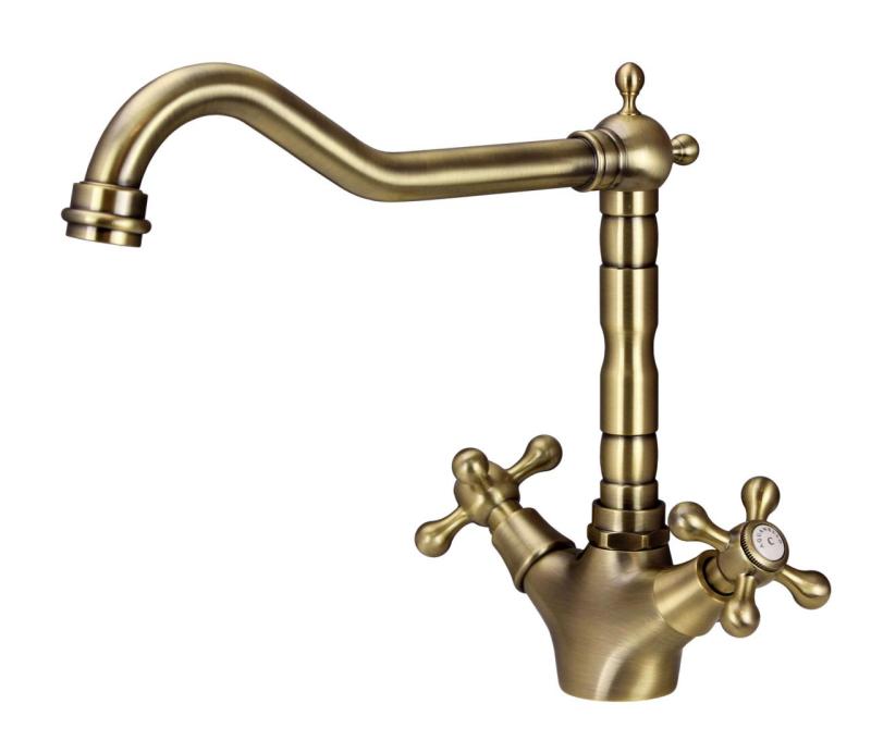 Aquanello Heritage Ascot Klassisk kök Nostalgisk kökskran Brons med vinklad utlopp BN-4002-HA