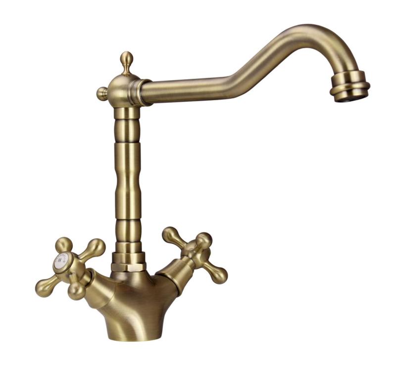 Aquanello Heritage Ascot Klassisk kök Nostalgisk kökskran Brons med vinklad utlopp BN-4002-HA
