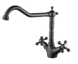 Aquanello Heritage Ascot Klassisk kökskran i nostalgisk stil, svart med vinklad pip BL-4002-HA