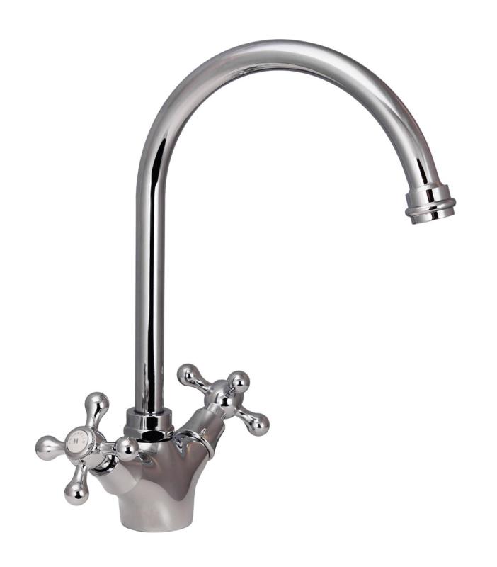Aquanello Heritage Ascot Klassisk kök Nostalgisk kökskran Krom med rund pip CR-4003-HA