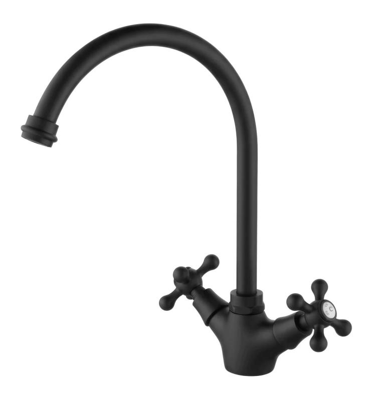 Aquanello Heritage Ascot Klassisk kökskran i nostalgisk stil, svart med rund pip BL-4003-HA