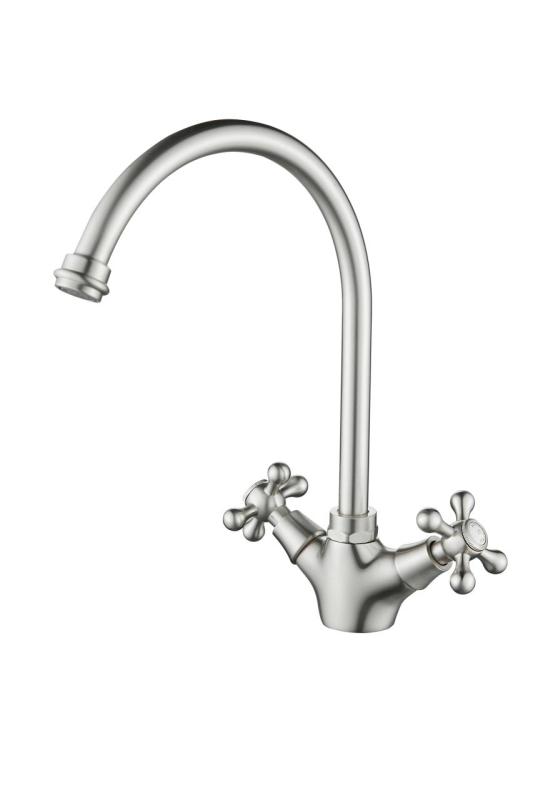 Aquanello Heritage Ascot Klassisk köksblandare i rostfritt stål med rund pip – NB-4003-HA