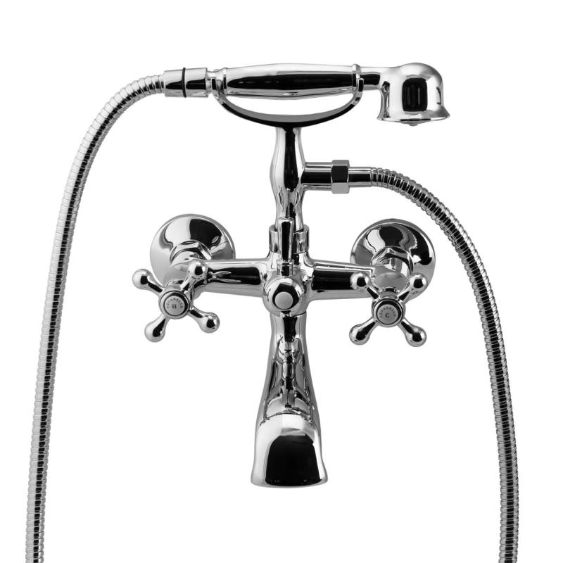 Aquanello Heritage Ascot Klassisk badkran med stjärnknappar i krom inklusive handdusch CR-3002-HA
