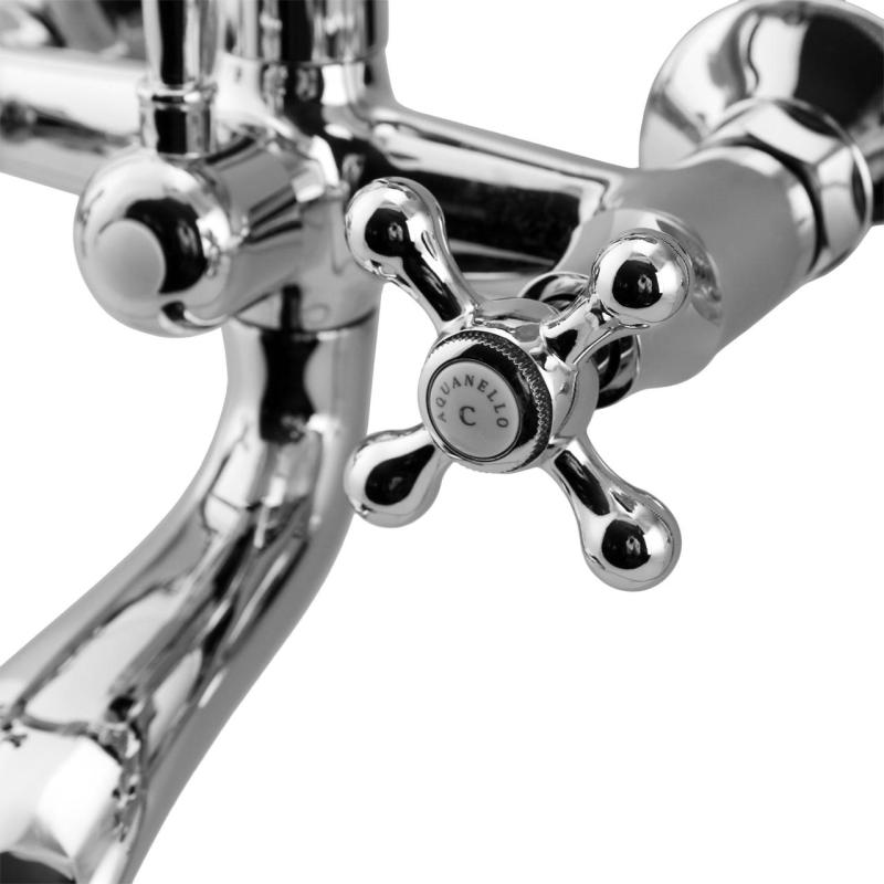 Aquanello Heritage Ascot Klassisk badkran med stjärnknappar i krom inklusive handdusch CR-3002-HA
