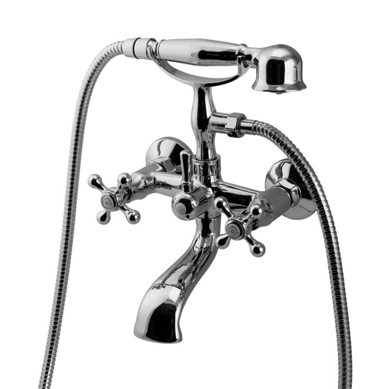 Aquanello Heritage Ascot Klassisk badkran med stjärnknappar i krom inklusive handdusch CR-3002-HA
