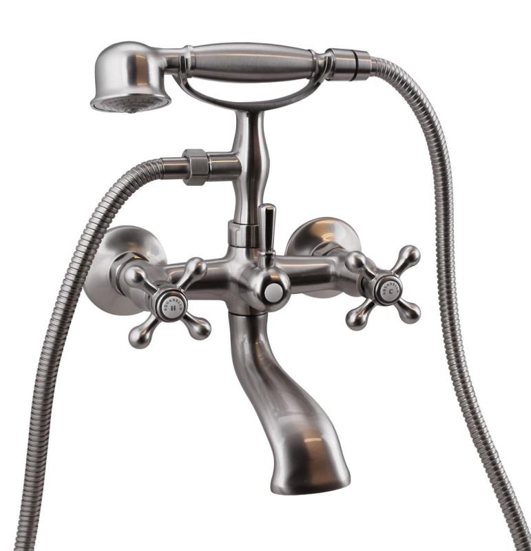 Aquanello Heritage Ascot Klassisk badkran med stjärnknappar i rostfritt stål inklusive handdusch NB-3002-HA